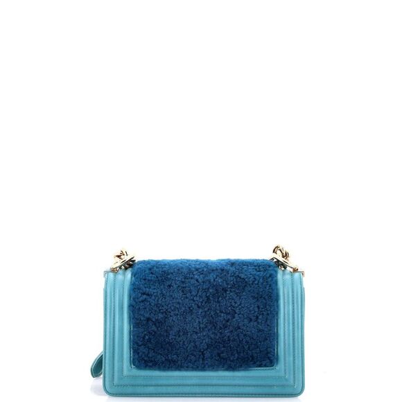 Chanel Boy Flap Bag Shearling with Leather Small Blue - Picture 4 of 9
